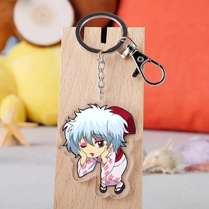 Gintama anime cosplay Acrylic keychain Okita Sougo Takasugi Shinsuke Katsura Kotarou Sakata Gintoki pendant Chaveiros Llaveros