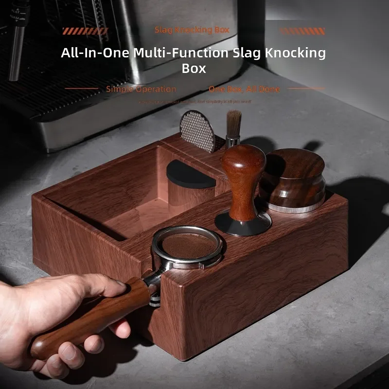 for Italian Coffee Cloth Powder Maker Press Storage Base Removable Slag Box ABS Wood Grain Multi-functional Press Seat