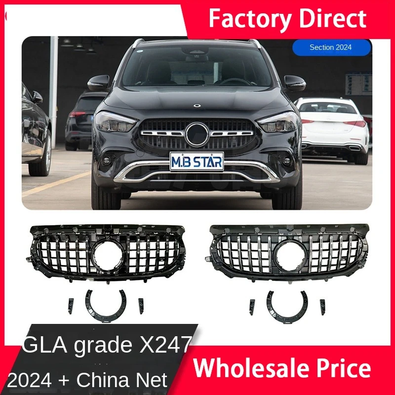 For Mercedes Benz CLA-Class W117 2013-2019 CLA180 CLA200 CLA250 CLA45 AMG Black GTR Style Grille Chrome Diamonds Bumper Grille