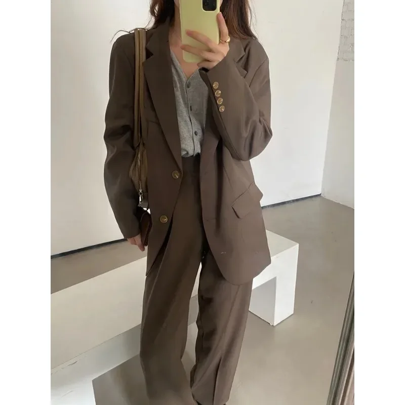 Insozkdg Autumn Fashion New Ensemble Blazer Femme Loose Fit Blazers Women Ensemble Femme Two Piece Set Women Suits Office Sets