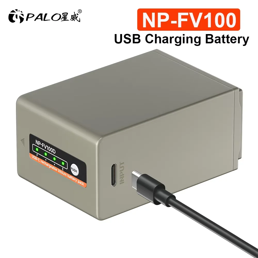 PALO NP FV100A NP-FV100 FV100 Batteries with Type-C USB Charging Input for Sony NP-FV30 NP-FV50 NP-FV70 SX83E SX63E FDR-AX100