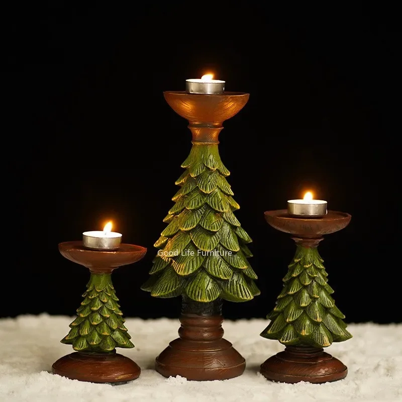 2023 New Christmas Tree Candlestick Home Restaurant Counter Table Festive Atmosphere Decoration Candle Tray Decoration