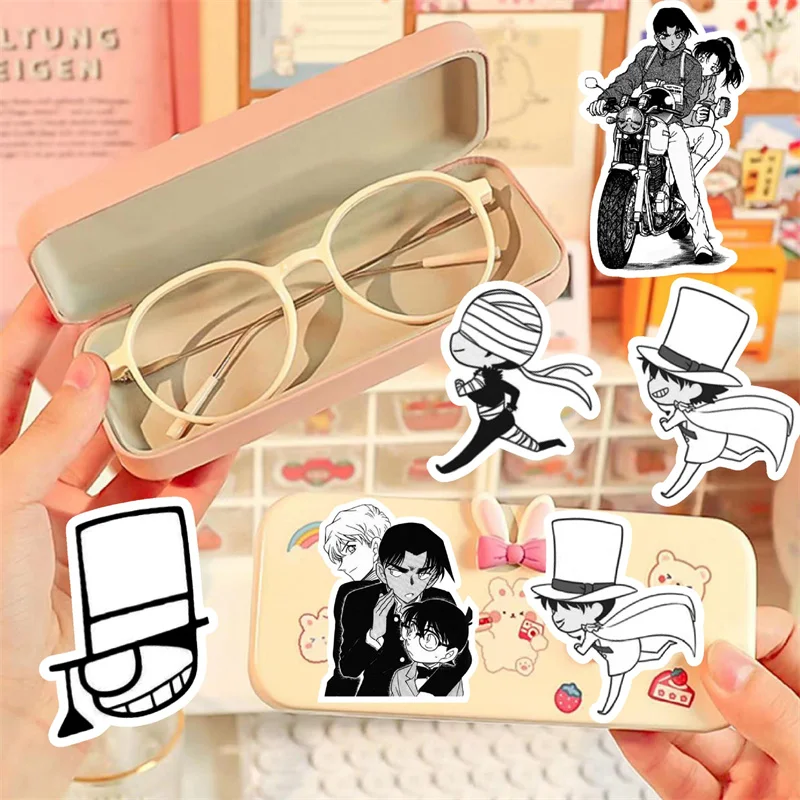 68pcs/lot Black White Detective Conan Anime Stickers Manga Animated Decoration Suitcase Scrapbooking Stationery Laptop Kid Decal