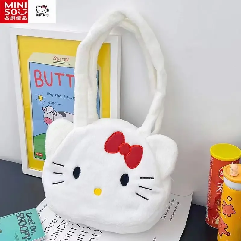 MINISO Sanrio  Large Capacity Kuromi Bag Cartoon Bag Shoulder Student Class Portable Shopping Bag