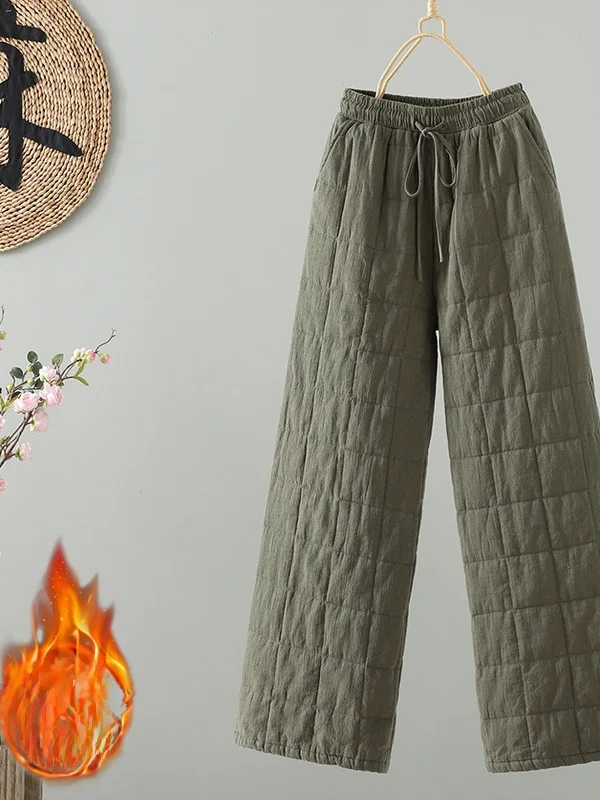 ハイウエストストレートレッグ厚手の綿パンツカジュアルルーズフィットキルティング冬の新しいスタイルの女性の快適な通気性のあるジーンズ