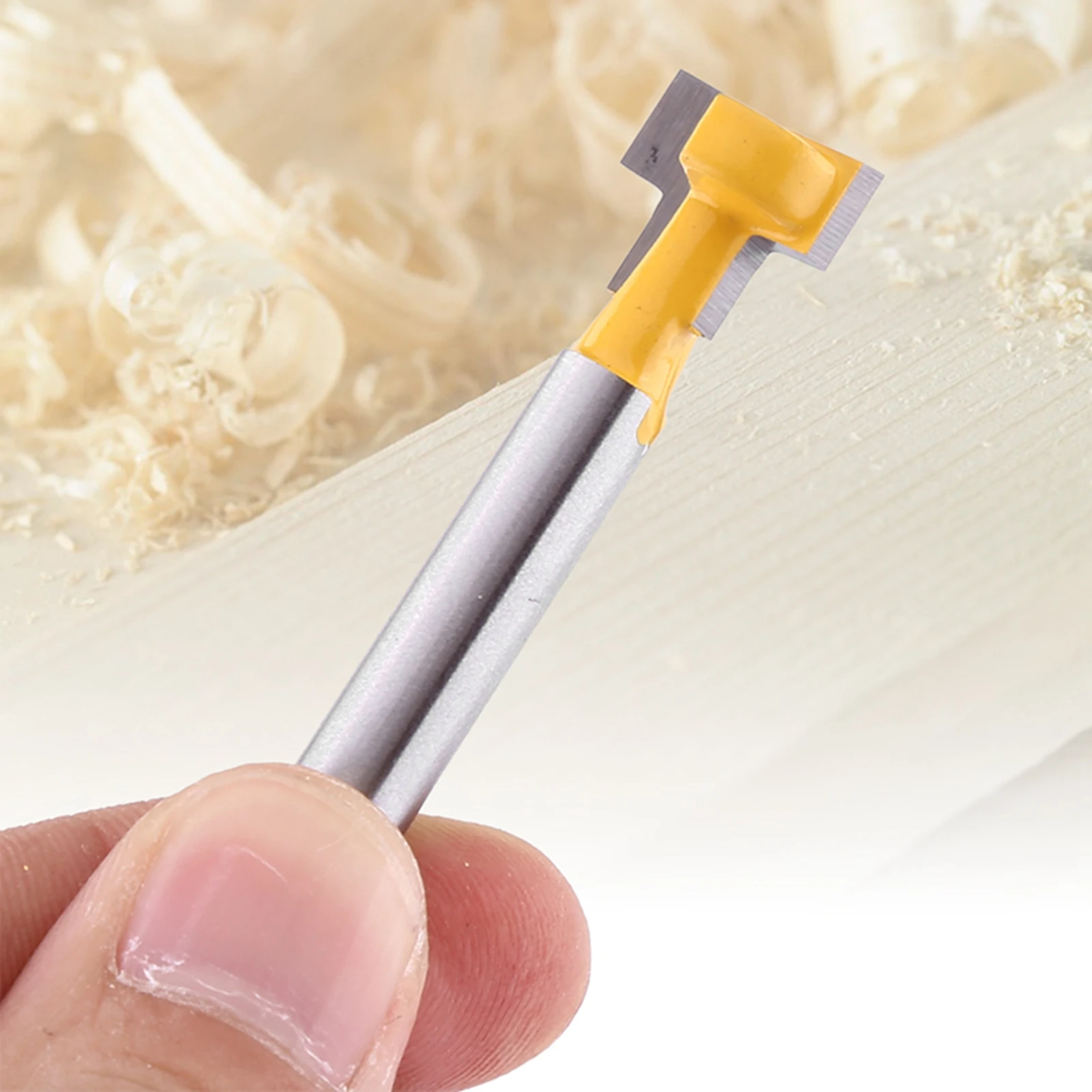 

2pcs Yellow T slot Cutter Router Bit for 3/8'' & 1/2'' Cutting Edge 1/4'' Shank