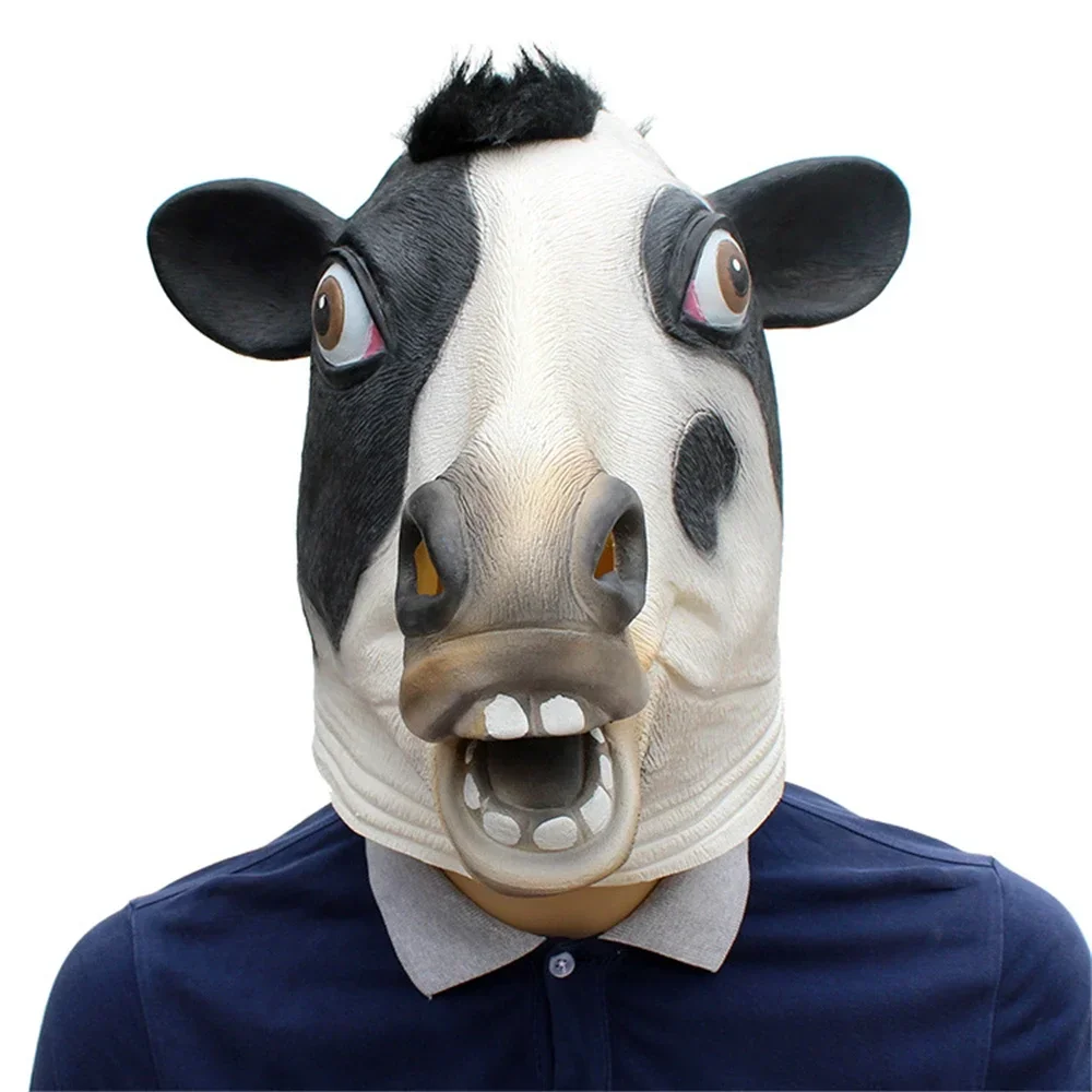 

Animal Masks Halloween Cow Latex Mask Novelty Costume Party Fancy Dress Masquerade Theater Props Carnival Helmet