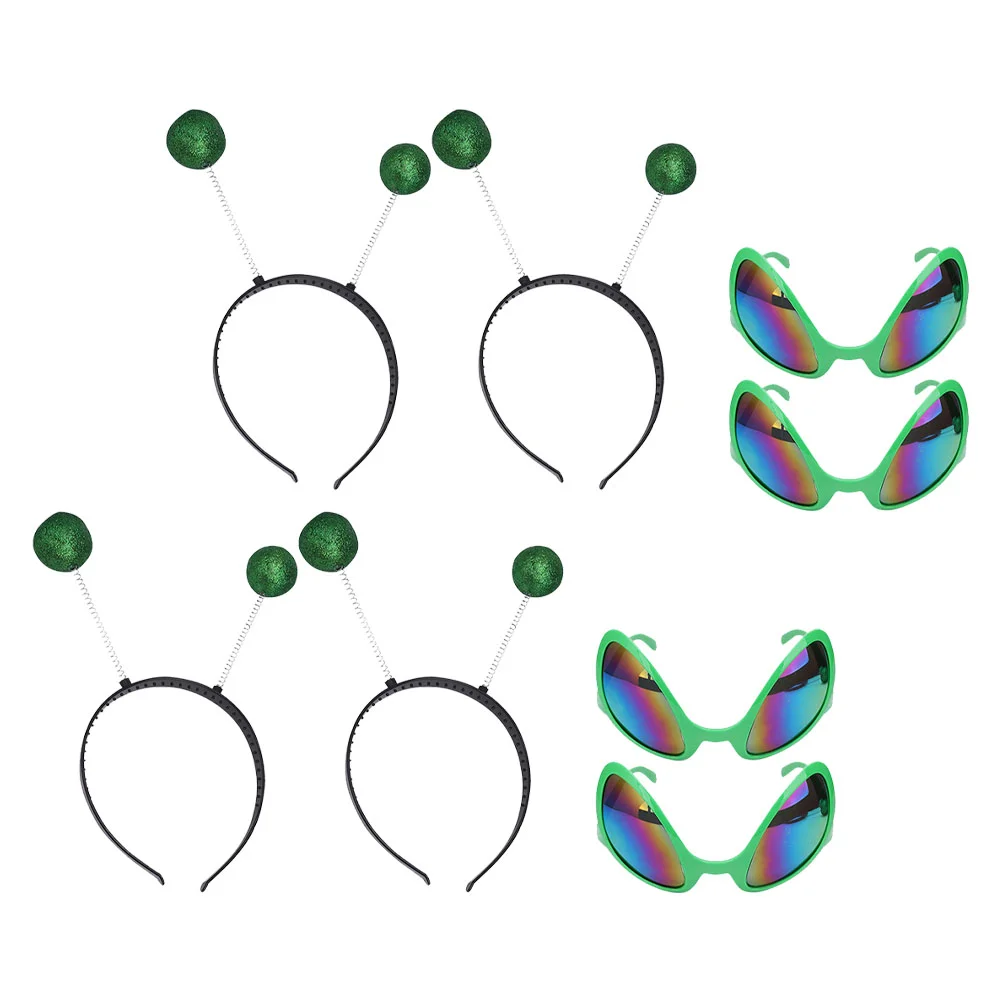 

Бопперы с головой инопланетянина, повязки на голову, набор очков, костюм для волос, вечеринки, праздника, фестиваля, зеленый пластик для детей