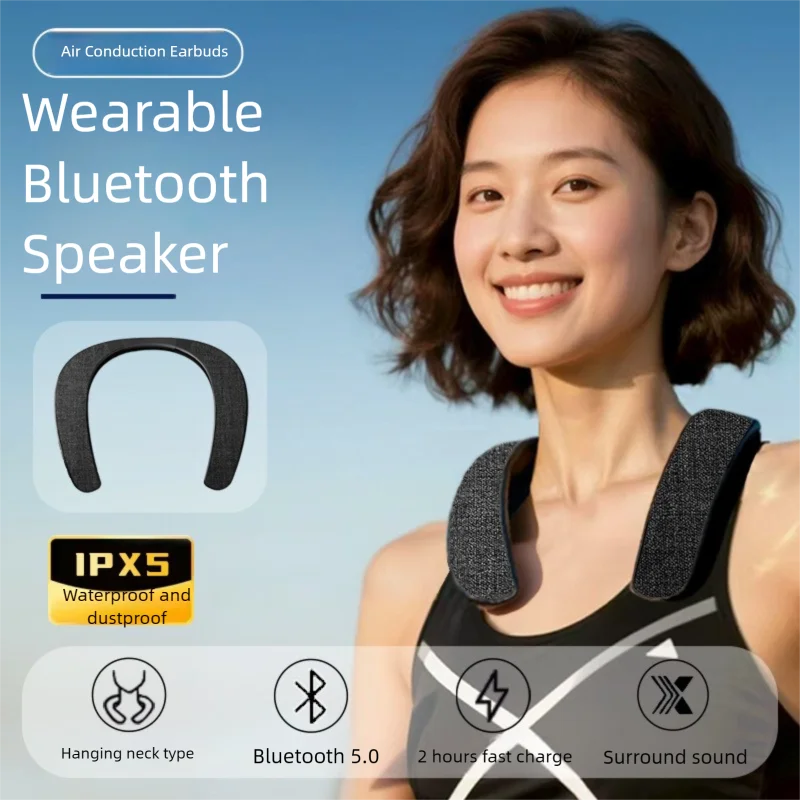 

Шейный ремешок, беспроводной Bluetooth 5,4, тканевый сабвуфер, стерео воздушная проводимость, складные наушники, аудиоигровой динамик для портативных ПК