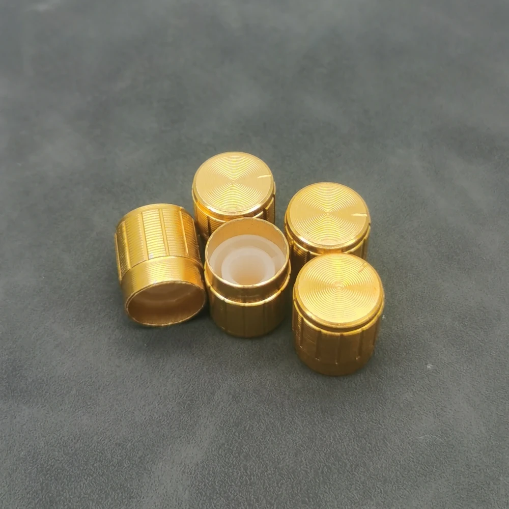 5pcs Golden 15*17mm Aluminum Alloy Potentiometer Encoder Band Switch  Knob Caps 15x17mm 6mm Flower Shaft Hole Adjustment Cap