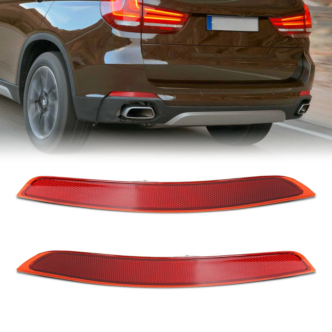 

OEM: 63147290091 63147290092 Задний бамперный отражатель для BMW X5 F15 2014-2018, светоотражающие полосы, сигнальная лампа тормоза