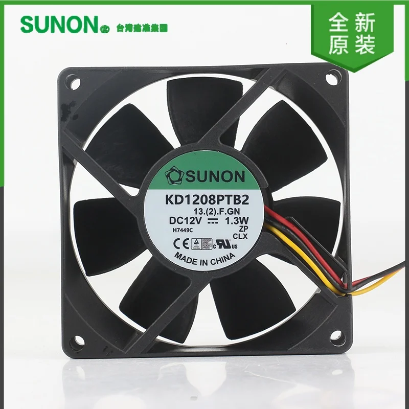 Cooling Fan Sunon DC12V 1.3W AC EC 8025 8CM Dual Ball Chassis Quiet Power Supply Three-wire KD1208PTB2-ZP 80X80X25MM