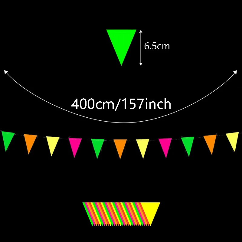 Neon Party Hangende Streamers Glow in the Dark UV-slingers Blacklight Reactieve Fluorescerende Banner Glow Verjaardagsfeestje Decoratie