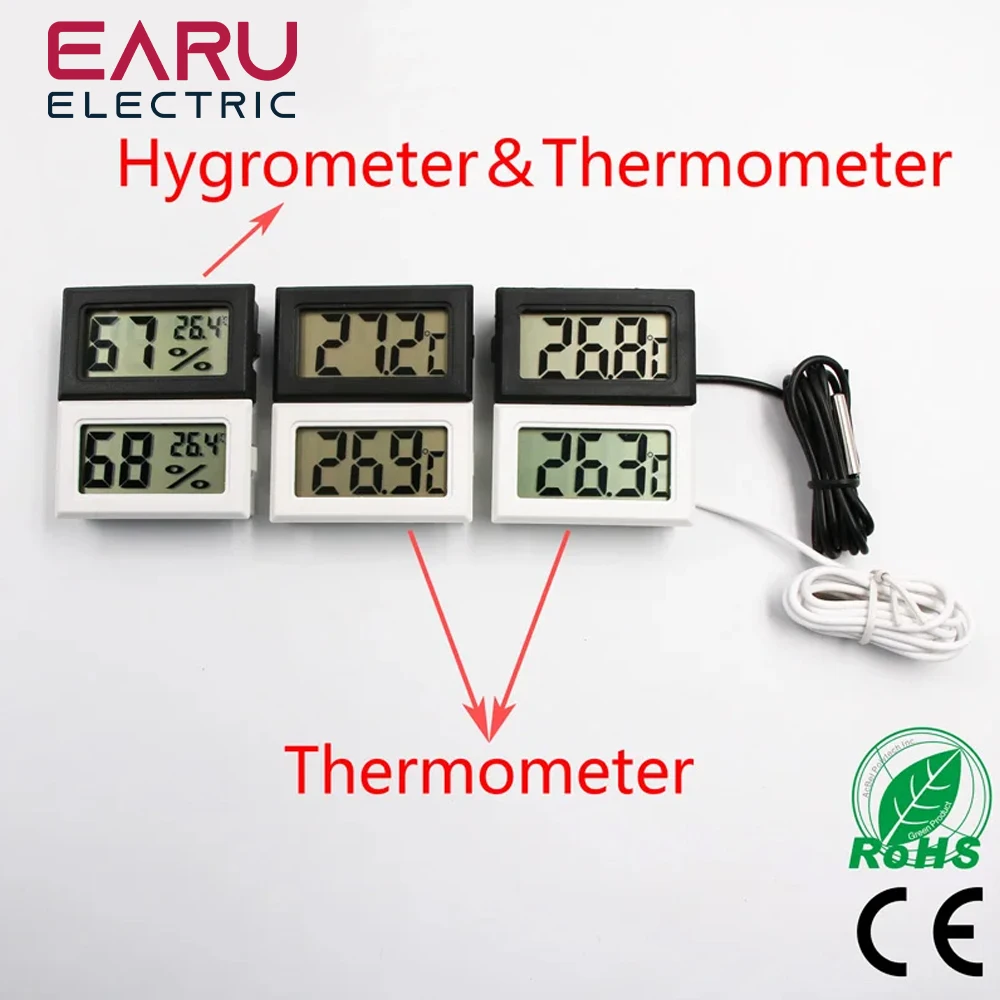 DIY Digital LCD Car Thermometer Probe 1M -50~110 Celsius Humidity Temperature Tester Instruments Hygrometer Pyrometer Thermostat