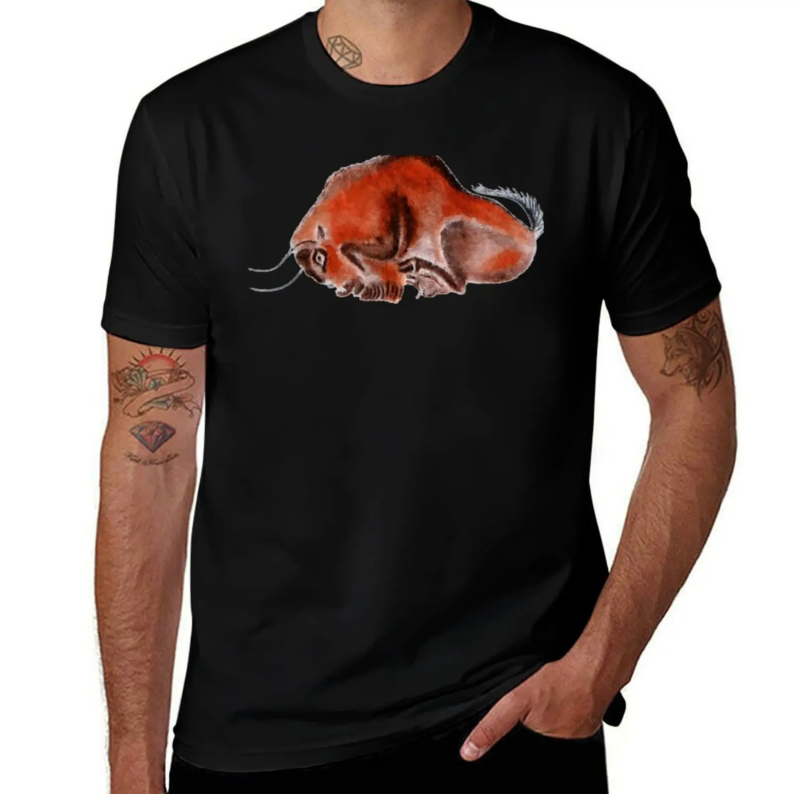 Altamira Prehistoric Bison at rest T-Shirt Athletic Fit Sports Short Sleeve Top T-Shirt