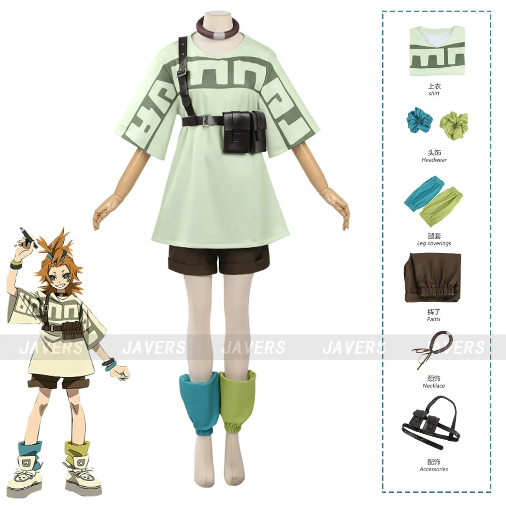 

Костюм для косплея Аниме Gachiakuta Remlin: футболка с короткими рукавами, шорты, униформа, женский сексуальный костюм для Хэллоуина и Рождества, для ролевых игр