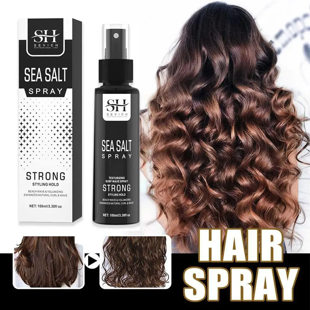 Spray de sal marina Natural de 100ml para hombres, agua salada, niebla para el cabello, volumen del cabello, espesores, rizos ondulados, niebla de estilismo para el cabello de sal marina