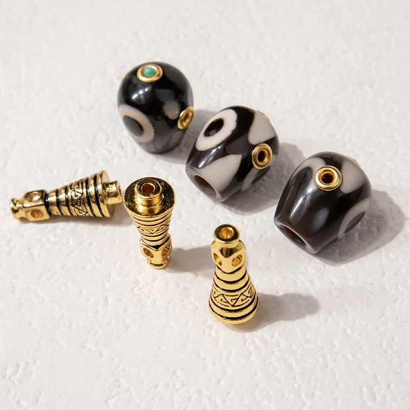 Pure Fine Exquisite Dzi Agate Three Way Connector Spacer Loose Beads for DIY Scholar Craft Handmade Jewelry Supreme Accessory