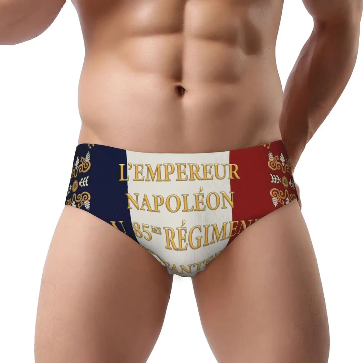 Benutzerdefinierte Männer Napoleonische Französisch 85. Regimentsflagge Unterhose Stretch Frankreich Fleur De Lis Slips Unterwäsche