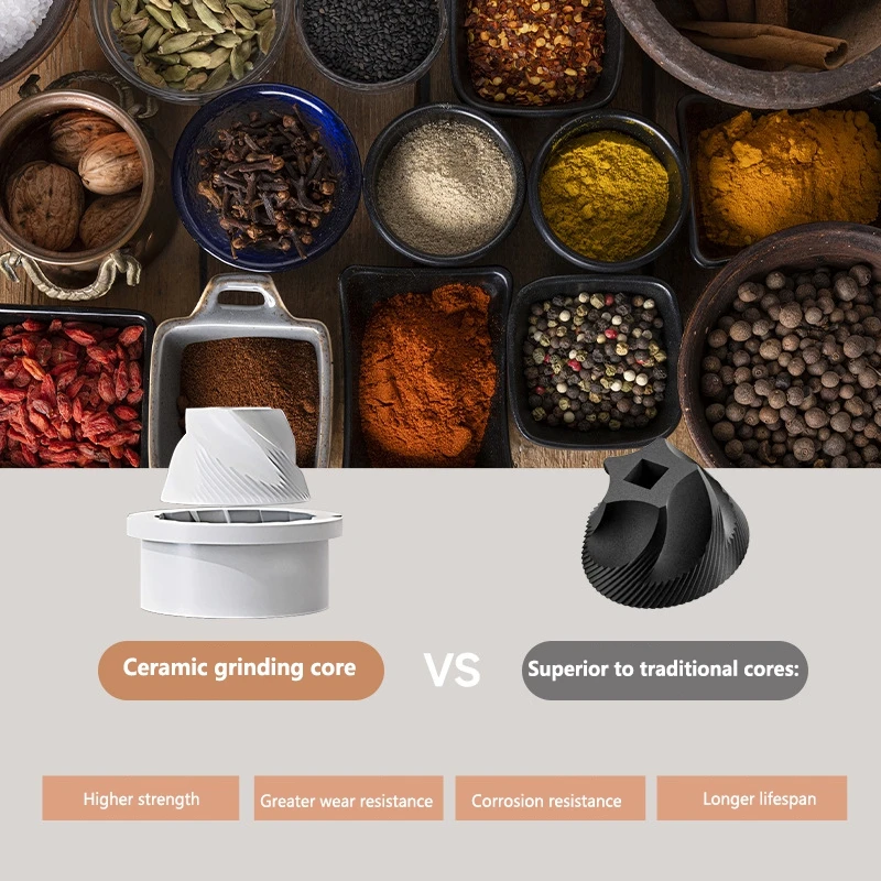 Automatic Electric Salt Pepper Grinder 1/2pcs Rechargeable Pepper Mill Shakers With External Adjustable Coarseness view 4