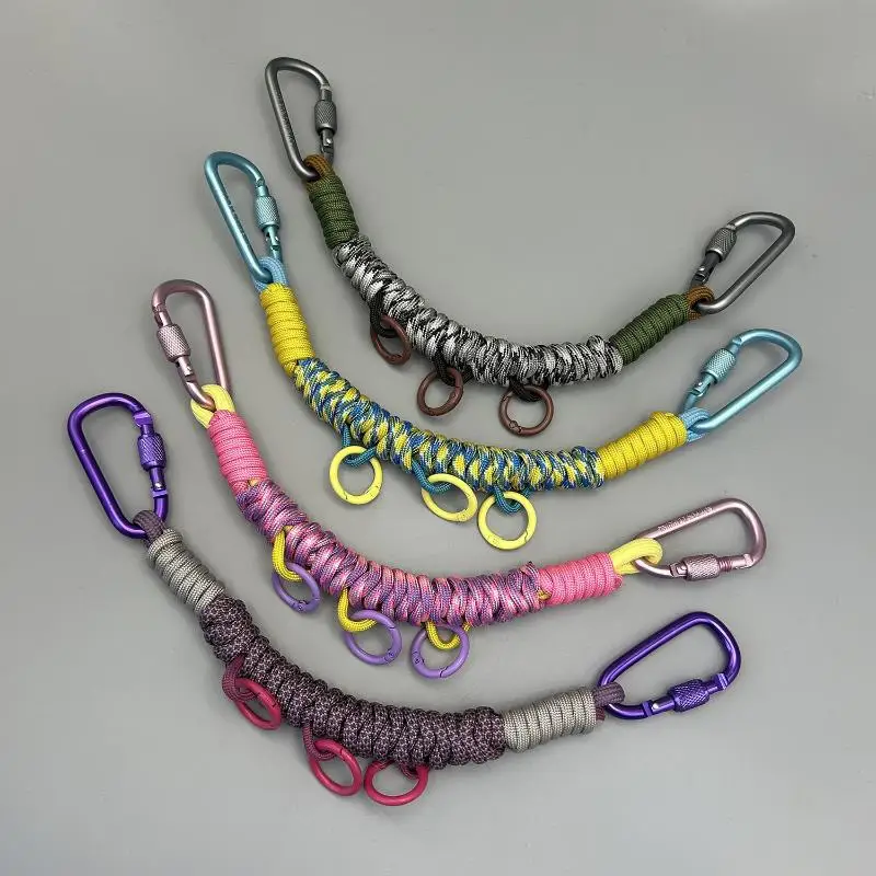 Outdoor Backpack Expansion Decoration Hanging Rope Chain Dopamine Color Arbitrary Hanging Bag Hand Woven Umbrella Rope