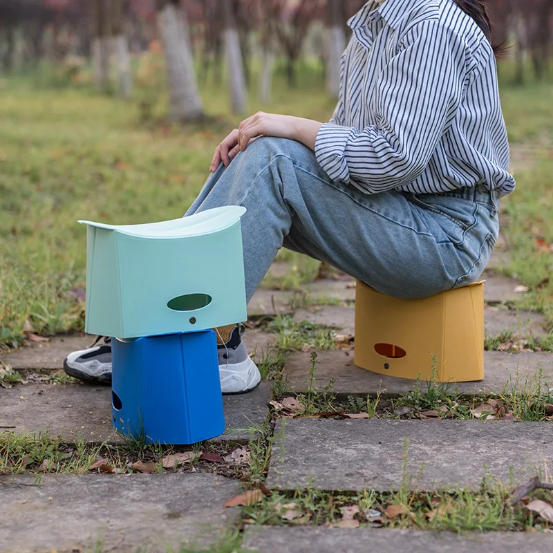 Portable Folding Stool for Camping Fishing Hiking Lightweight Plastic Files Storage Stool Easy to Carry for Indoors or Outdoor
