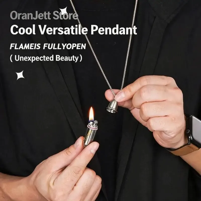 Mini Capsule Shaped Oil Lighter Portable Necklace Design Smoking Accessory Novelty Gift For Smokers (NO GAS Included)