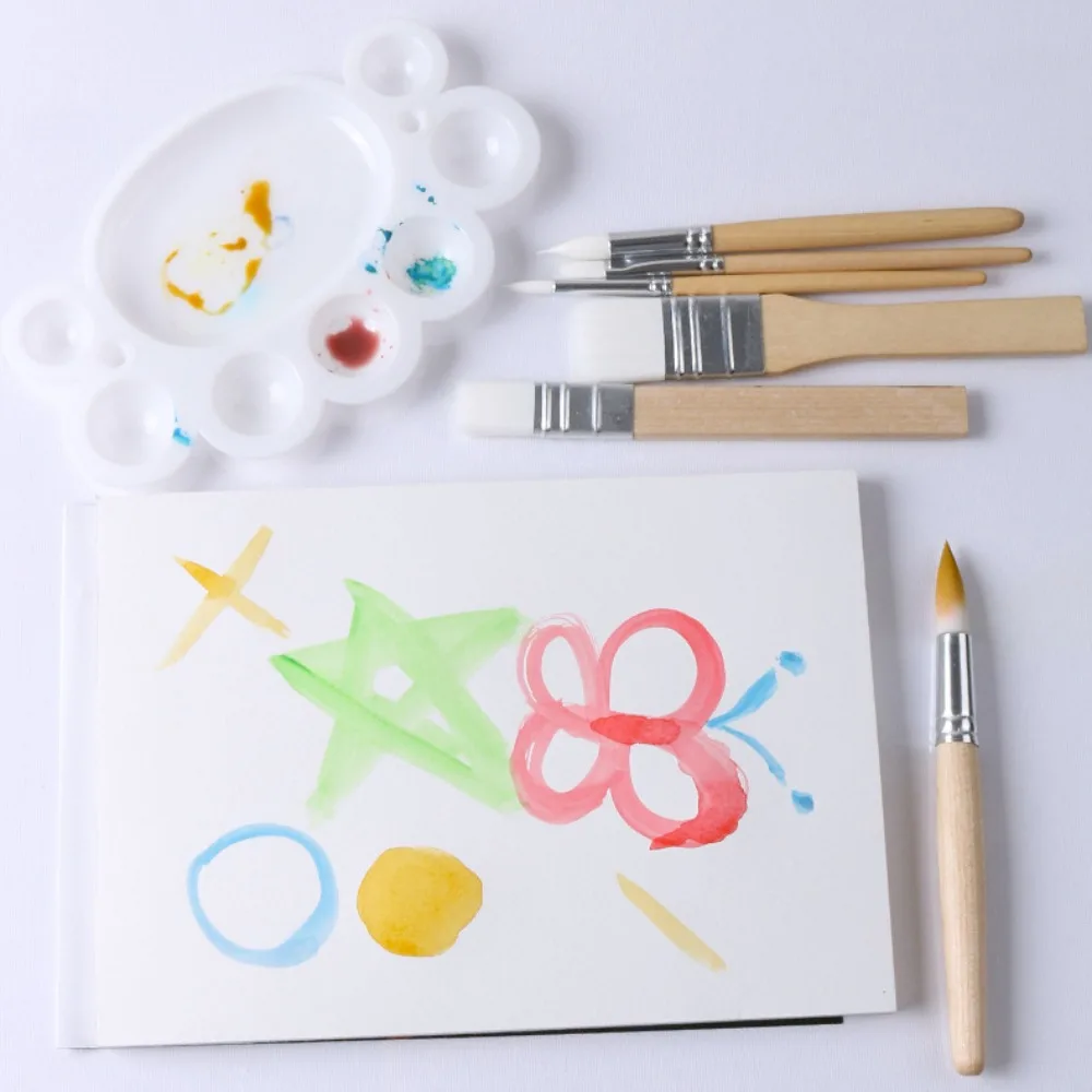 

Art Paint 3/6pcs Painting Brush Set Professional Wooden Handle Watercolor Gouache Oil Brush Set Flat Tip Head Different Shape