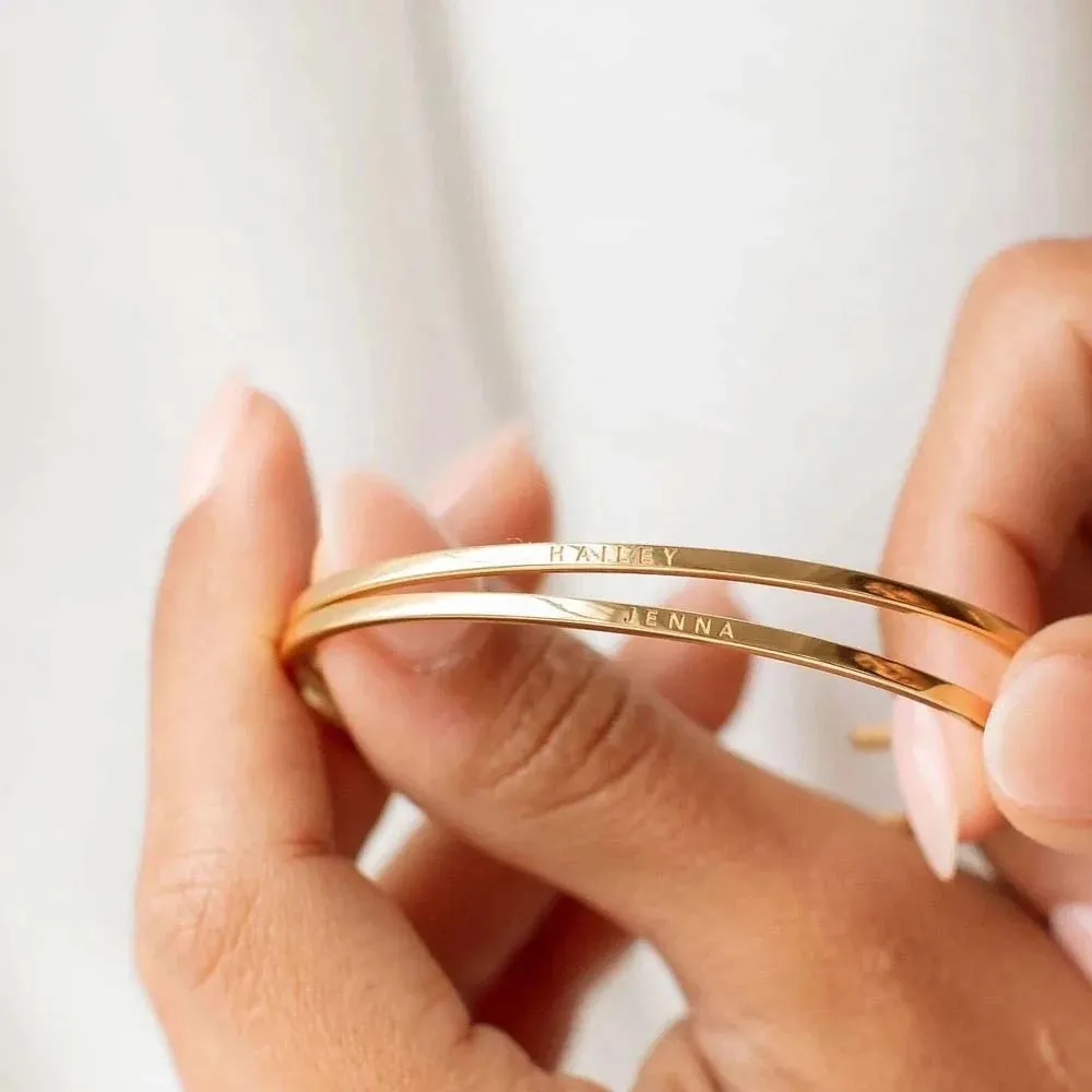 Couple Engrave Name Text Custom Bangle Personalized Bracelet Cuff Gift for Women Men Friend Stainless Steel Gold Color Jewelry