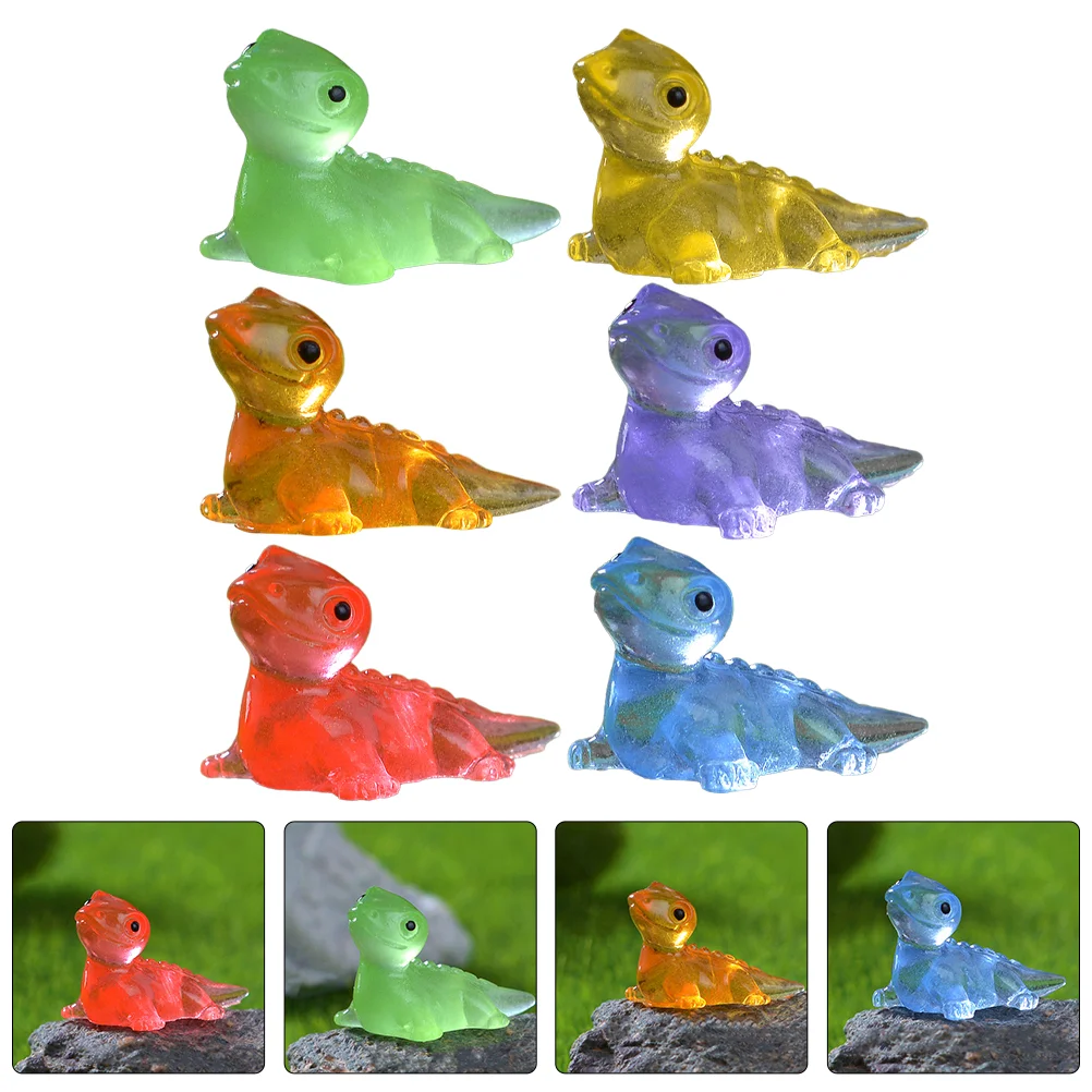 Decorations Micro Landscape Lizard Mini Stuffed Animals Glowing Figurine Resin Decors Office