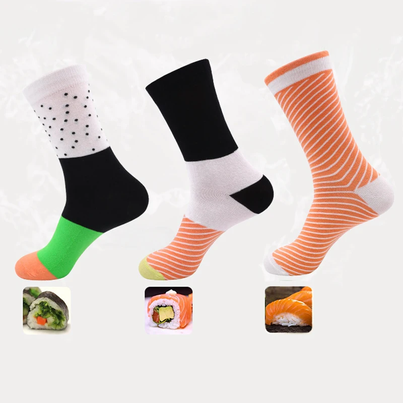 3 Pairs Unique Sushi Patterns Socks for Men Women  Personalized Food Gift Socks for Friends Christmas New Year Valentine Gifts