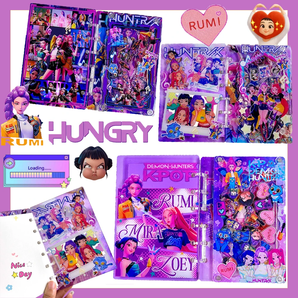 

Kpop Demon Hunters Shake Fun A7 акриловый блокнот Fidget Toy Rumi Mira Zoey милые мультяшные канцелярские принадлежности обратно в школу подарки