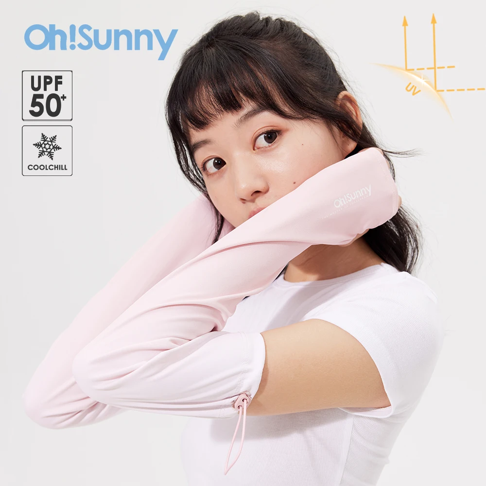 OhSunny-Luvas Longas de Braço Solto para Mulheres, Atualizado Punho De Golfe De Refrigeração, Proteção UV, UPF50 Plus, Refrigeração, CoolChill, Protetor Solar