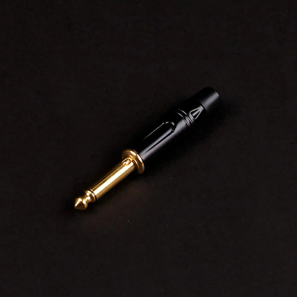 1PC 6.35MM Mute Plug 2 Poles Mono 6.35MM Wire Connector Gold Plated 1/4 Inch Male Plug Microphone Connector