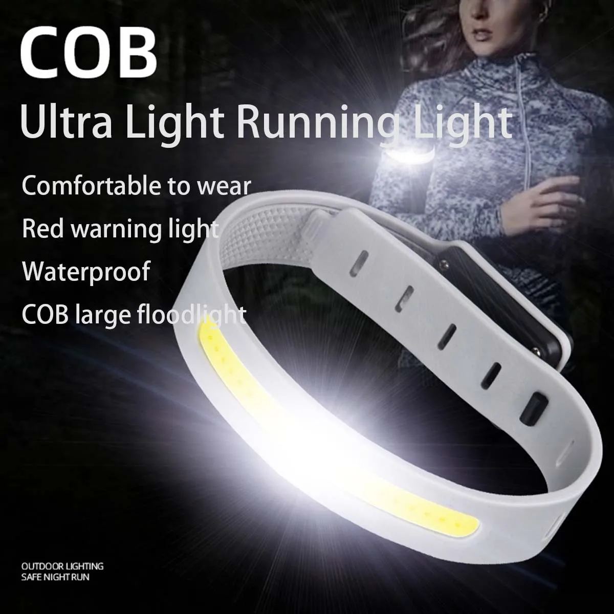 

3-Mode COB LED Armband Light Sport Night Running Warning Arm Leg Wristband Cycling Light Type-C USB Rechargeable IPX4 Waterproof