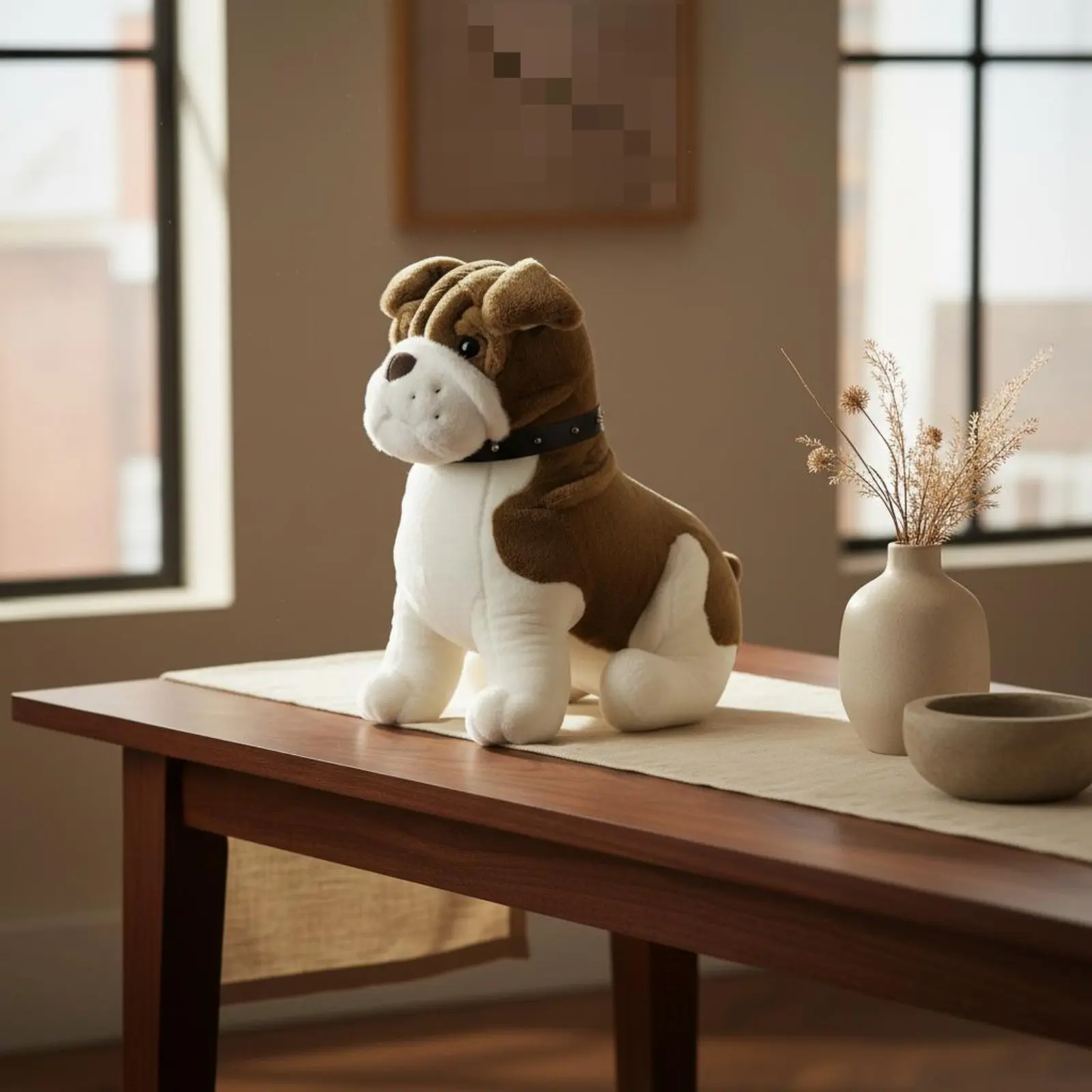 

Shar Pei Stuffed Toy Cuddly Wrinkly Dog Plushie Puppy Dog Doll Long-Lasting Shape Wrinkly Dog Stuffed Creature Realistic Design