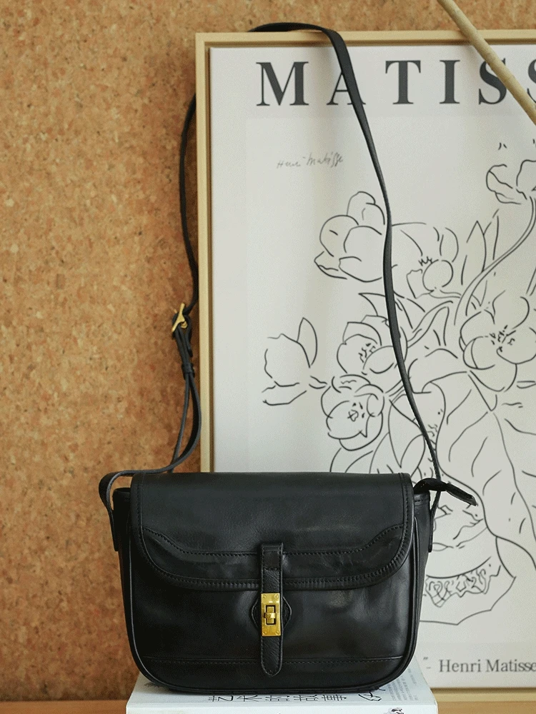

casual outdoor work handmade first layer cowhide women's messenger bags Vintage natural genuine leather ladies shoulder bag