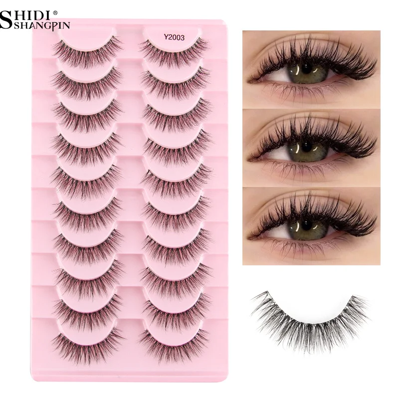 Falsche Wimpern, 3/10 Paar, 3D-Nerz, flauschig, natürlicher Look, künstliche Wimpernverlängerungen, transparentes Band für Cosplay, Faux Cils, Make-up, Hotselling