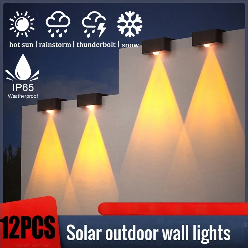 

Настенный светильник на солнечной батарее, уличный водонепроницаемый светильник на солнечной энергии, освещающий вверх и вниз, украшение для дома, сада и двора, наружные солнечные светильники