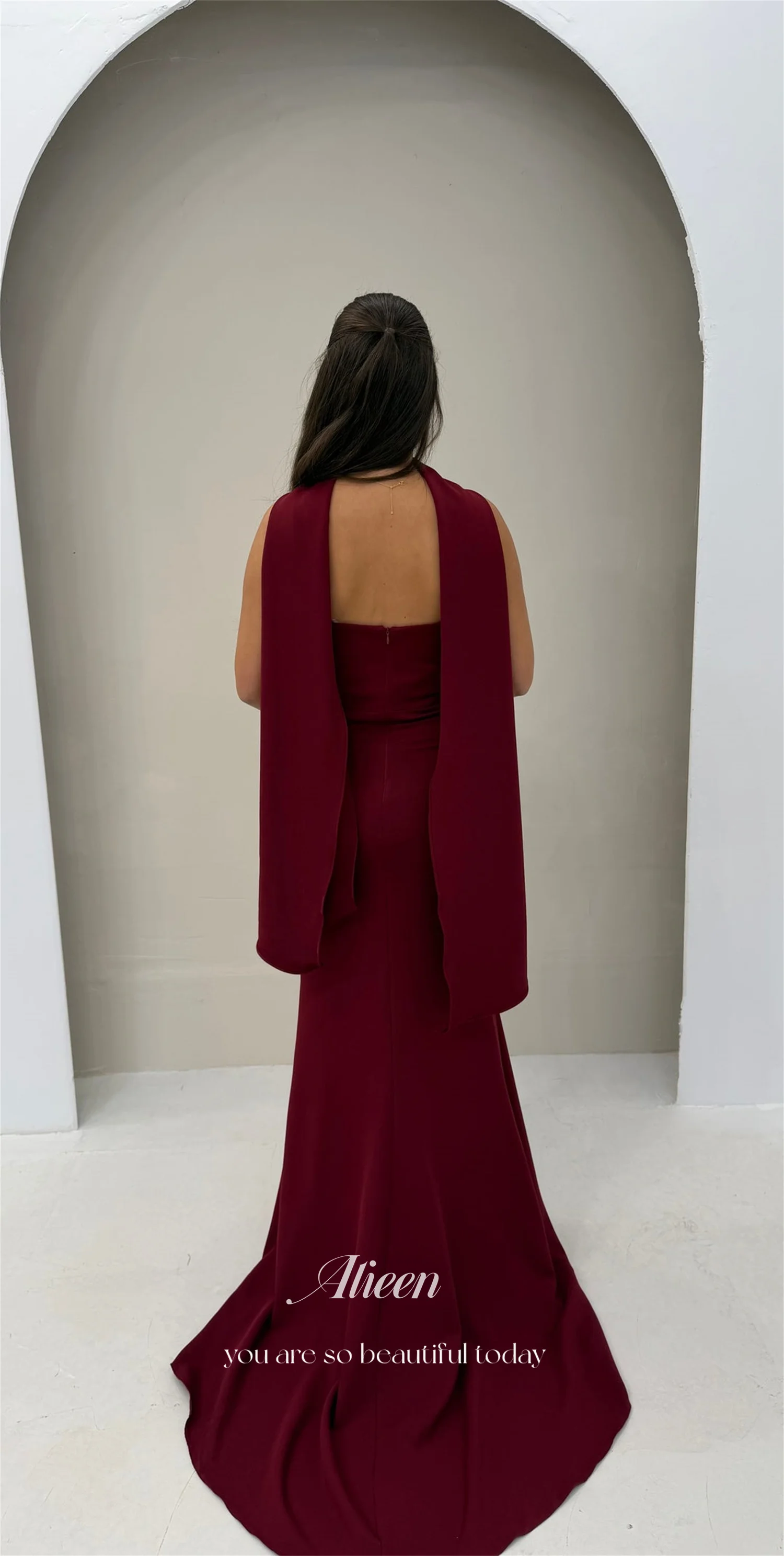 Aileen  فساتين سهرة Luxurious Evening Dresses for Special Occasions Vestidos De Festa Women Evening Dress Burgundy Customized