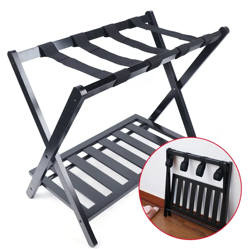 Double-Layer Luggage Rack Foldable Space-Saving Home Storage Excellent Load-Bearing Capacity for The Bedroom and Guest Room