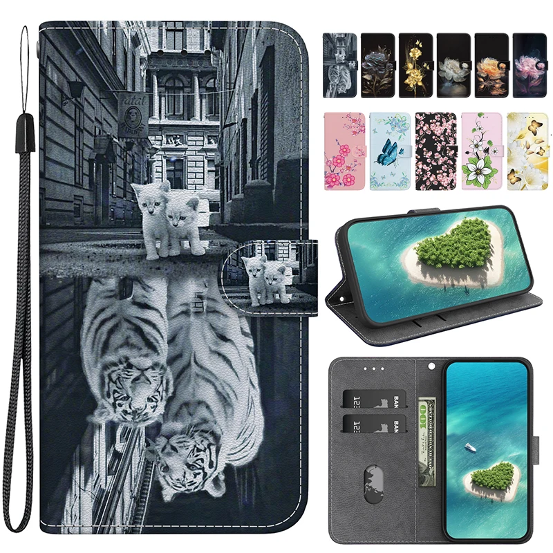 Stand Flip Wallet Case For Samsung Galaxy S24 Ultra S23 S24 FE S22 S21 20 Plus FE S20 Lite S20 Ultra Cartoon Magnetic Book Cover