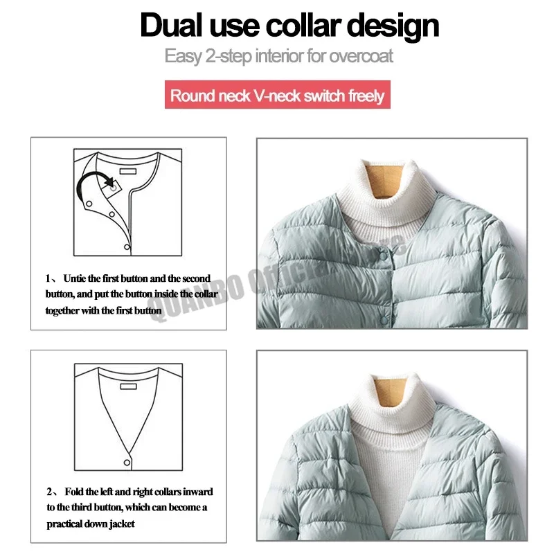 Plus Size weibliche leichte Ente Daunen matt Stoff leichter Mantel warme Frauen Wind jacke Parka Damen Daunen jacken – Detail 2