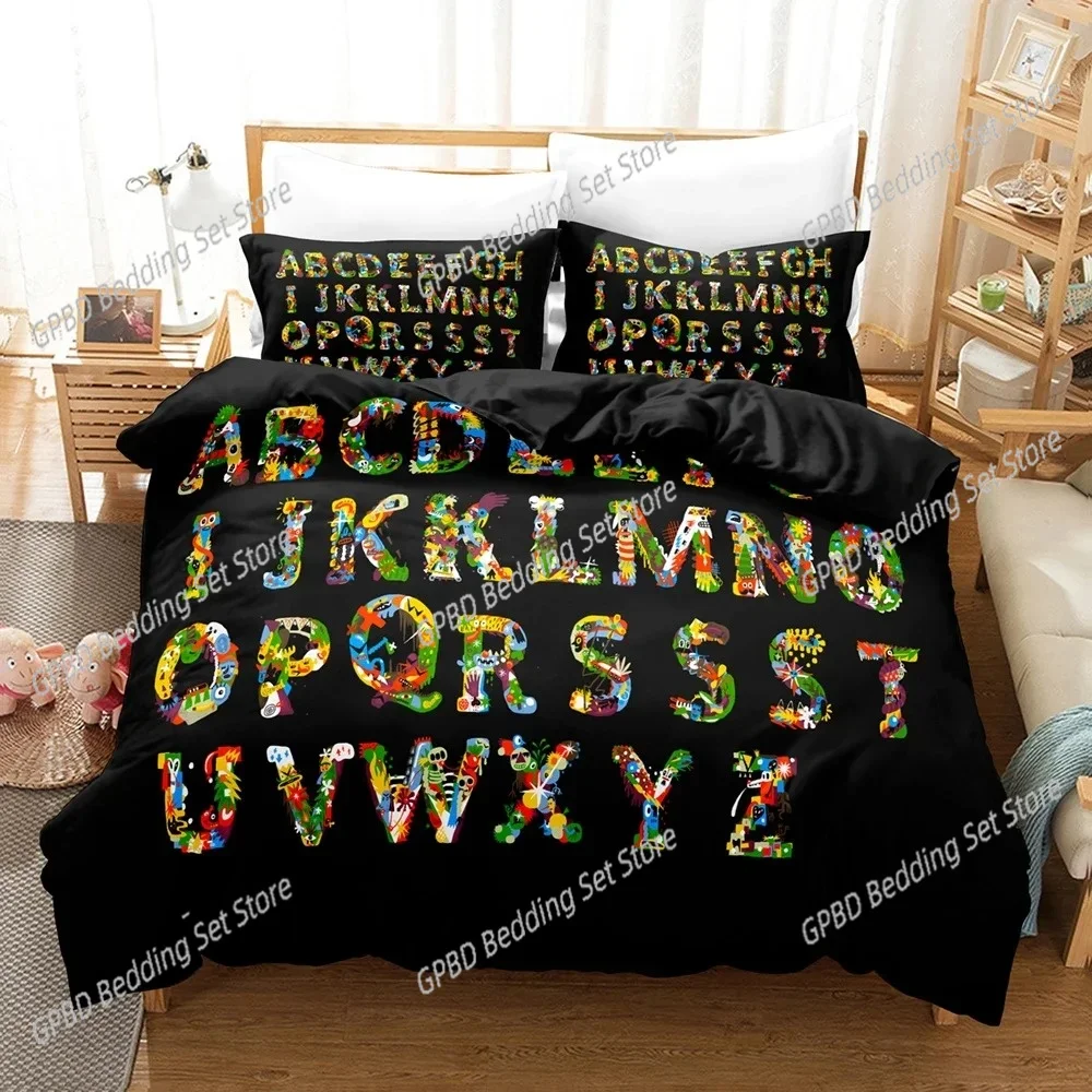 Alphabet Lore Bedding Set Single Twin Full Queen King Size Bed Set Girls Boys Bedroom Duvet Cover Sets Anime Duvet Cover