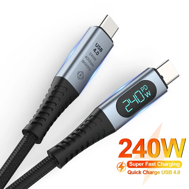 

PD 240W Type C To Type C Cable For Samsung S23 S22 S21 S20 Fast Charging USB 4.0 40Gbps Data Transfer For MacBook Pro Nintendo