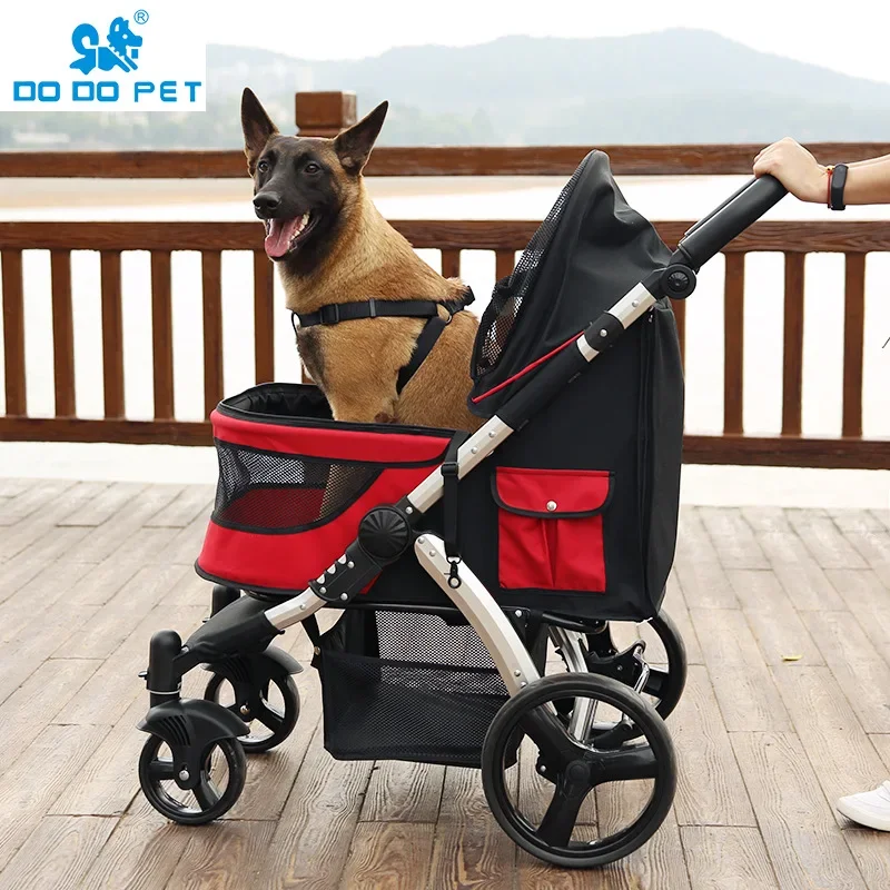 

Luxury Pet Cart Medium & Large Dog Stroller Foldable Cats Trolley Load Bearing 35kg Dog Travel Pet Stroller