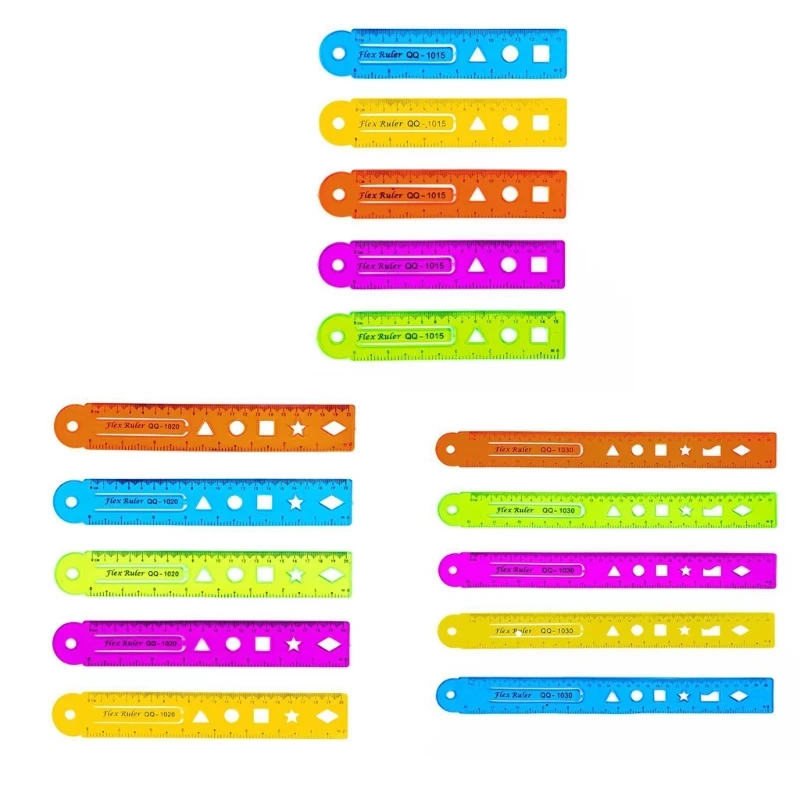 4 Pcs/Set 15/20/30cm Flexible Ruler Straight Ruler Bendable Ruler Measuring Tool Soft Ruler School Office Supplies Dropship
