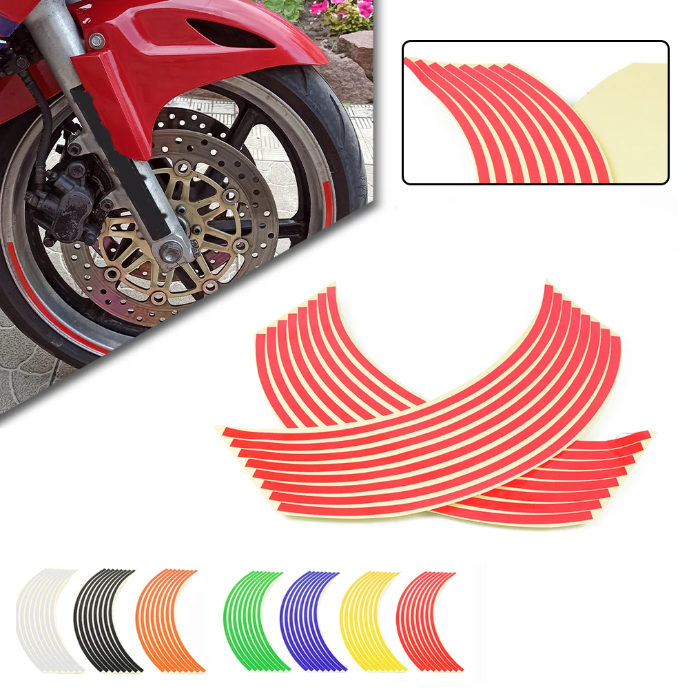 

For Honda CB1000R CBR600RR CB600F CBR125R Motorcycle 16 Strips Wheel Sticker Reflective Rim Stripe Tape Bike 17 18 Inch Stickers