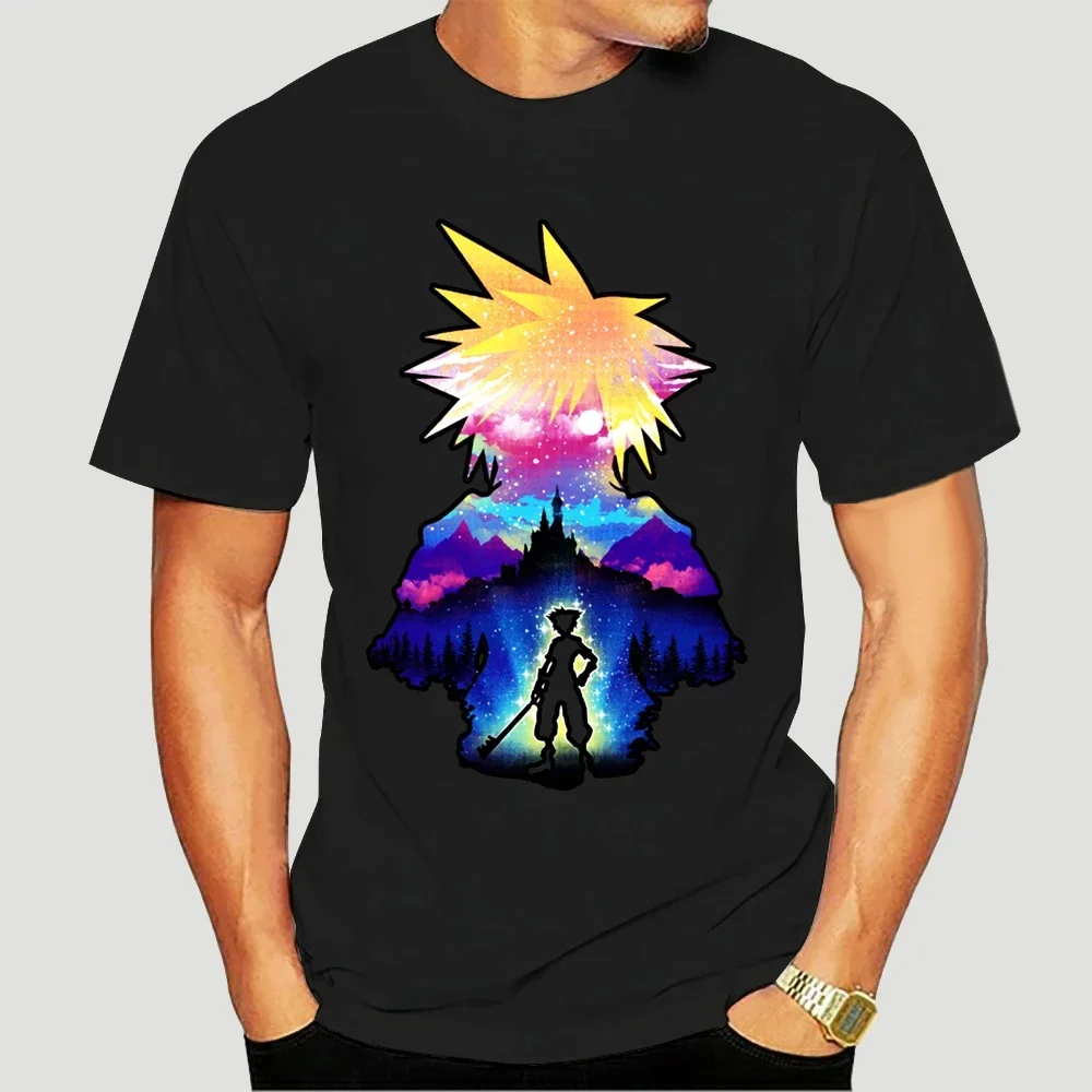 Tops de juego de rol, algodón, 6179X Kingdom Hearts-Camiseta con estampado Digital para hombre, camisa Harajuku Sora Keyblade,