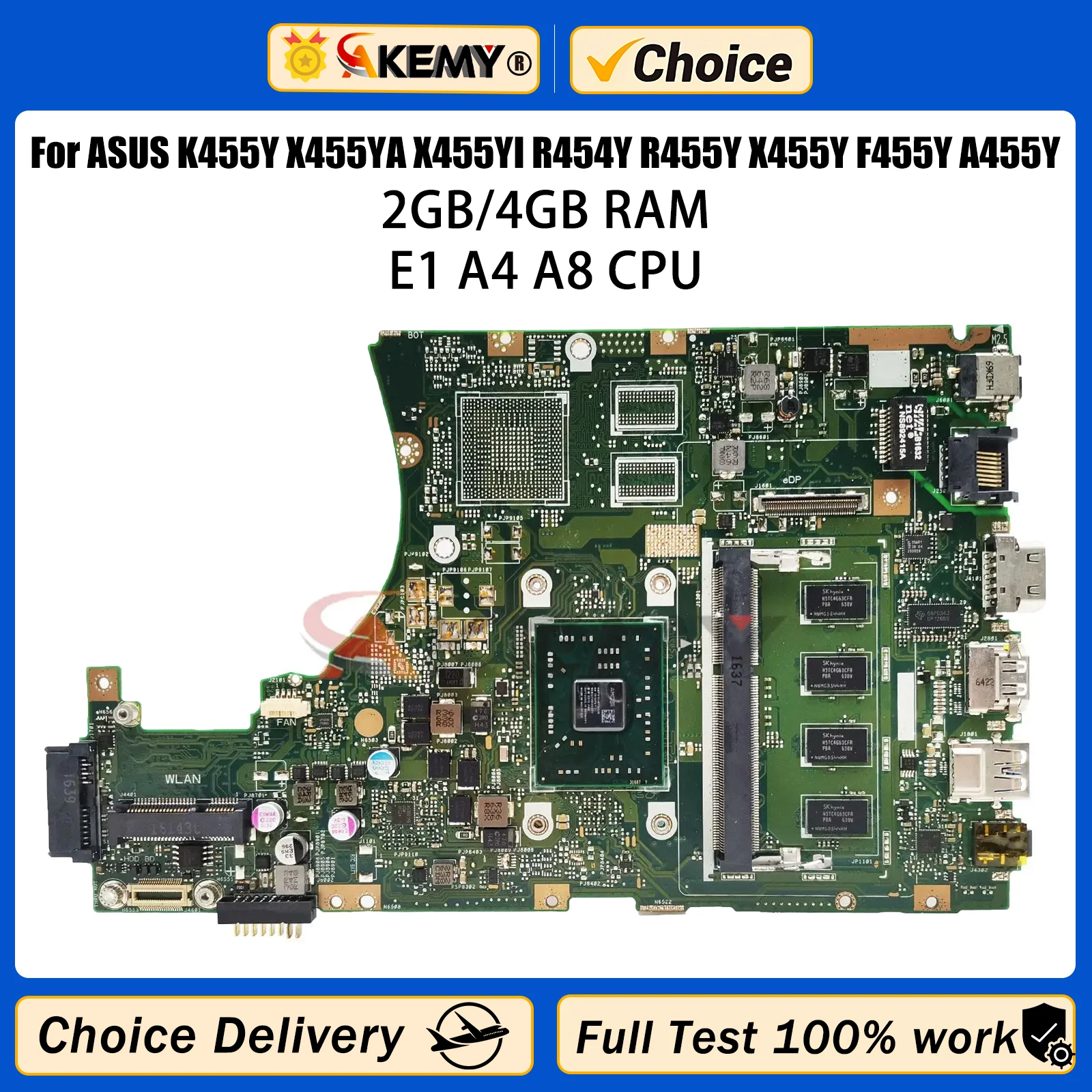 

Материнская плата AKEMY X455Y Материнская плата ASUS X455YI R454Y R455Y X455YA F455Y A455Y для ноутбука E1 E2 A4 A6 A8 CPU 2G/4G-RAM